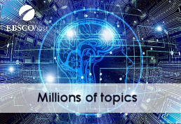 Brain illustration with computer wiring in background representing EBSCO Host databases