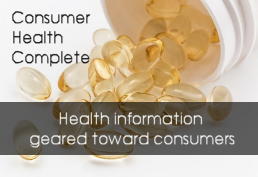 Clear gel pills spilling out of bottle representing Consumer Health Complete database