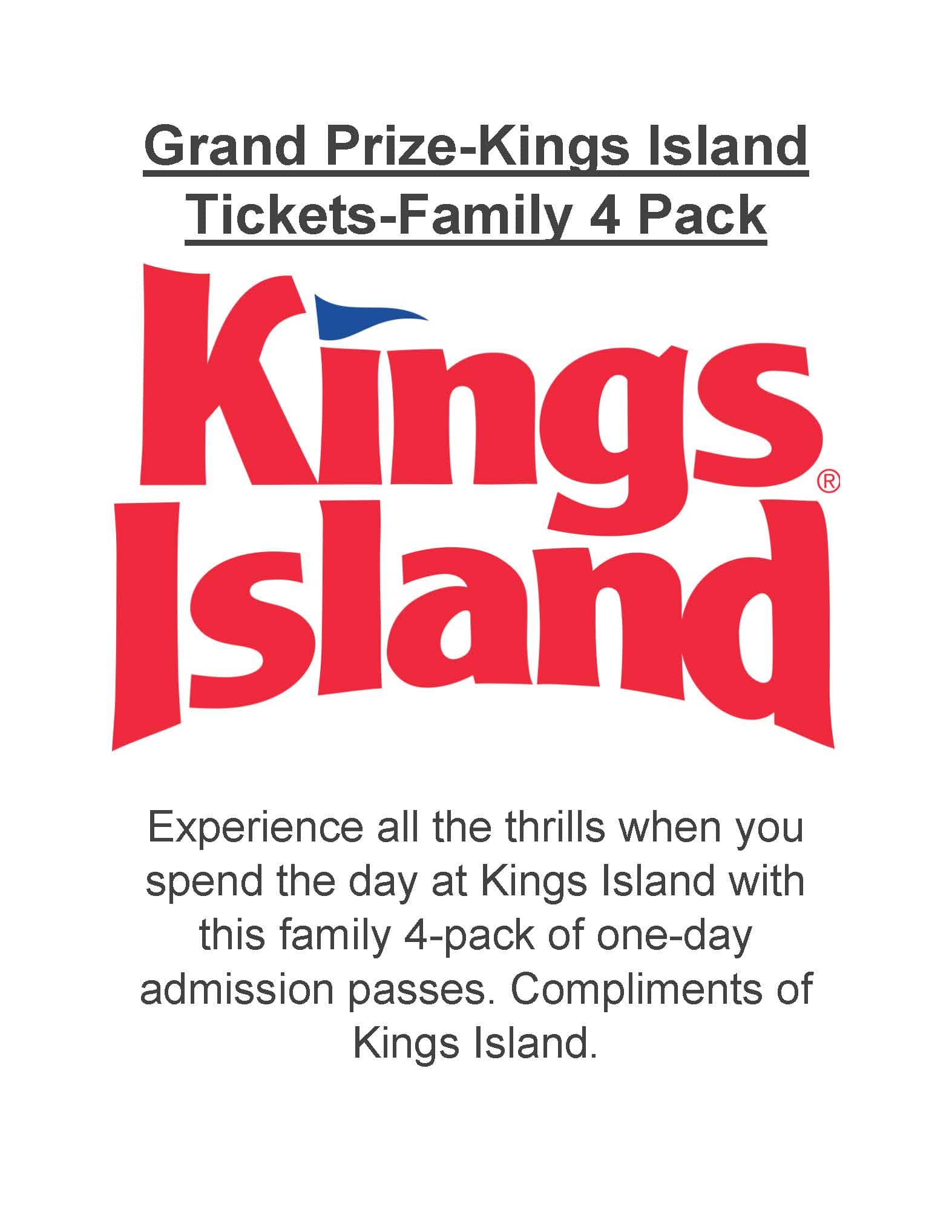 Summer Reading grand prize option - 4 Kings Island tickets