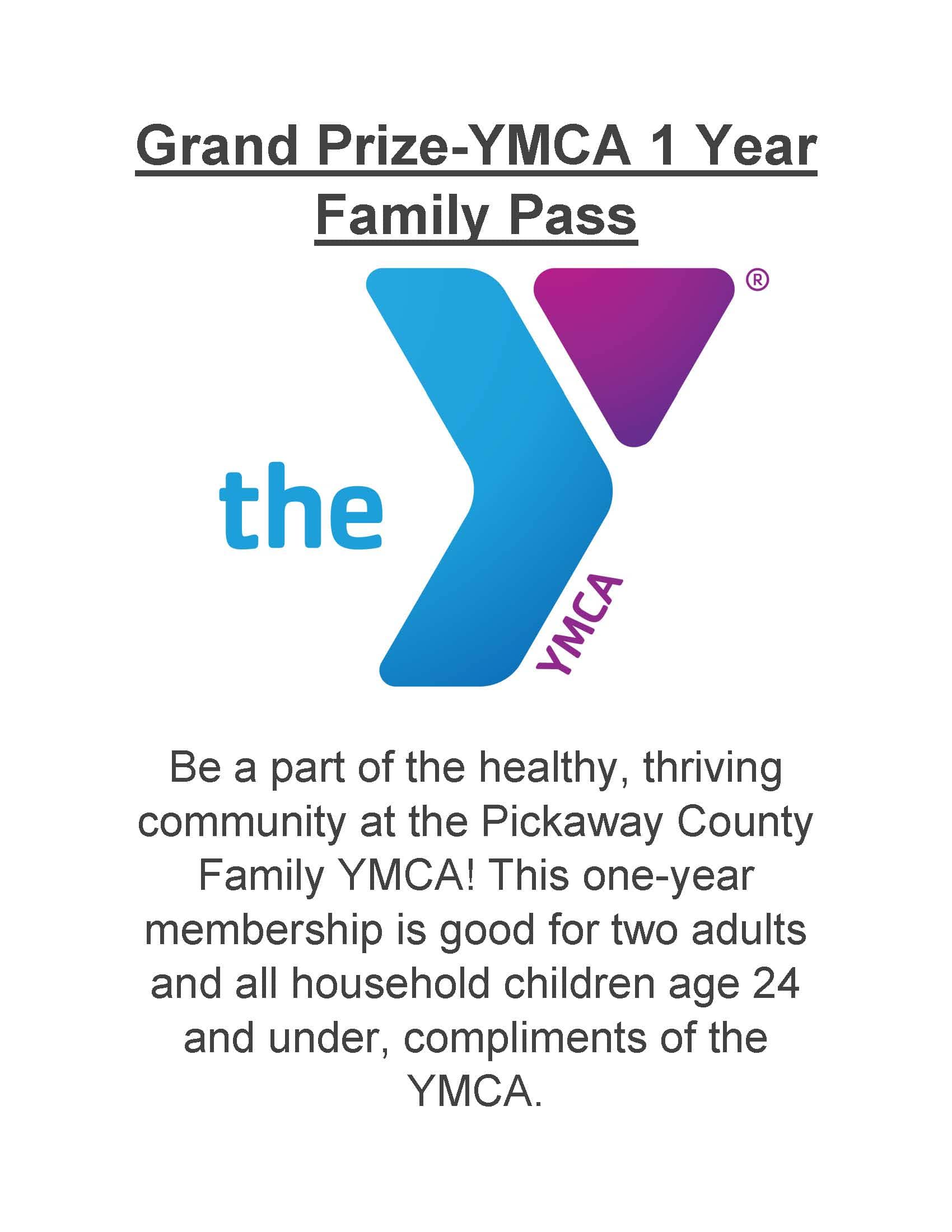 Summer Reading grand prize option YMCA membership
