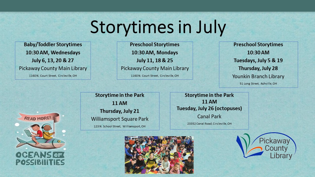 July 2022 dates and times for Storytime