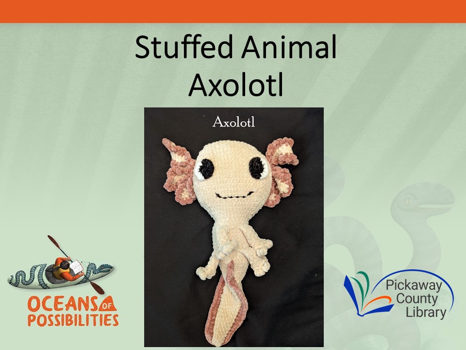 Crocheted stuffed axylotl