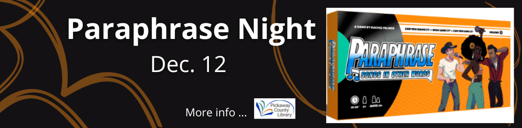 Paraphrase Game Night Dec. 12. More info.